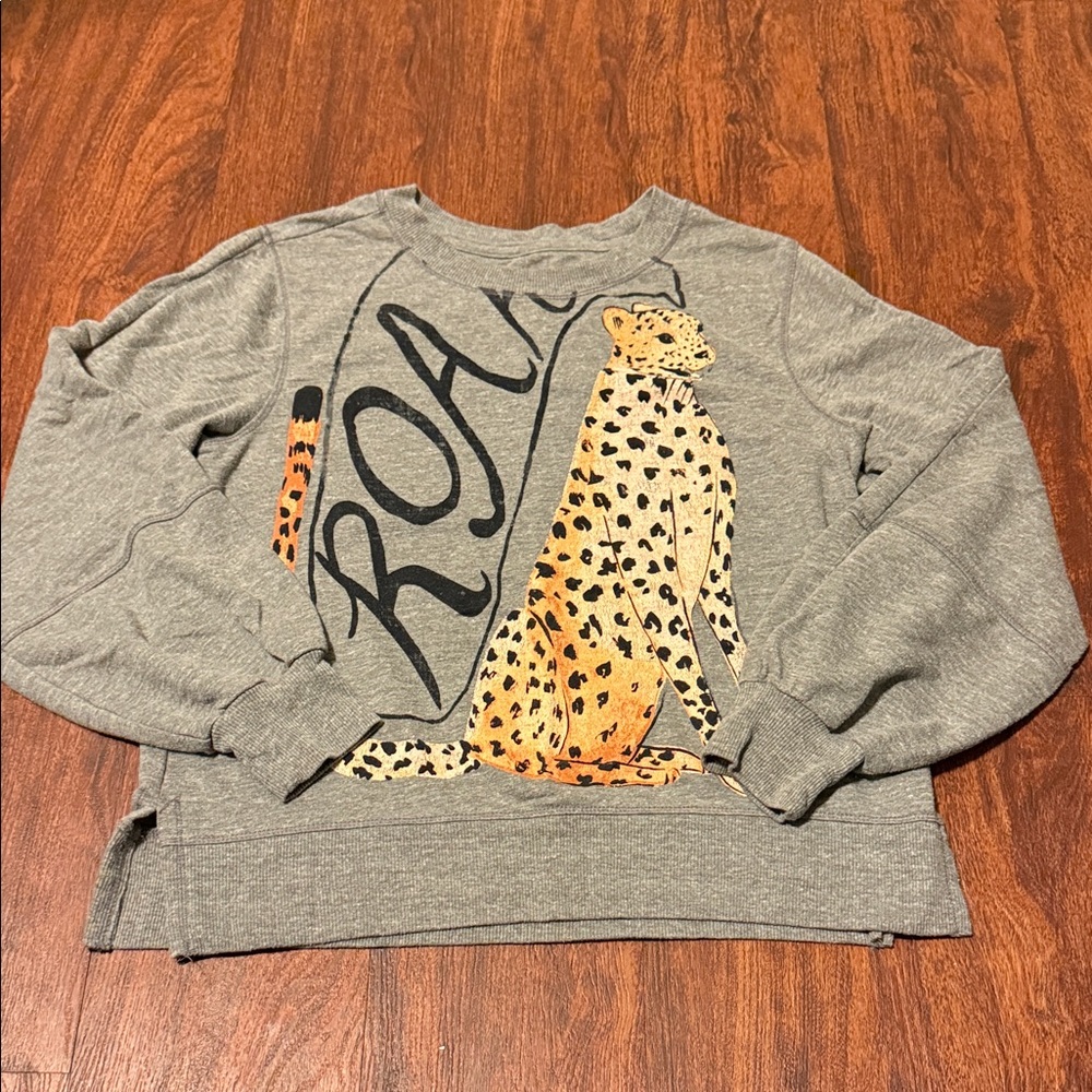 Anthropologie Womens Sweatshirt with Cheetah Design